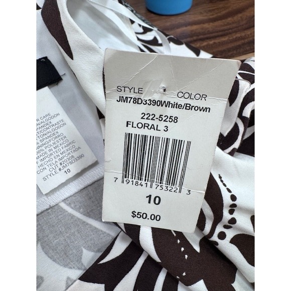 NEW B Smart brown white filagree pattern sleeveless mini‎ business dress Size 10 - Picture 8 of 8